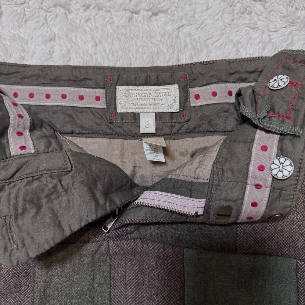 Y2k American Eagle Wool Patchwork Mini Skirt (Siz… - image 2